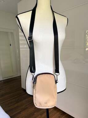 CO-LAB Nylon Triple Zip Phone Crossbody Bag in Sand